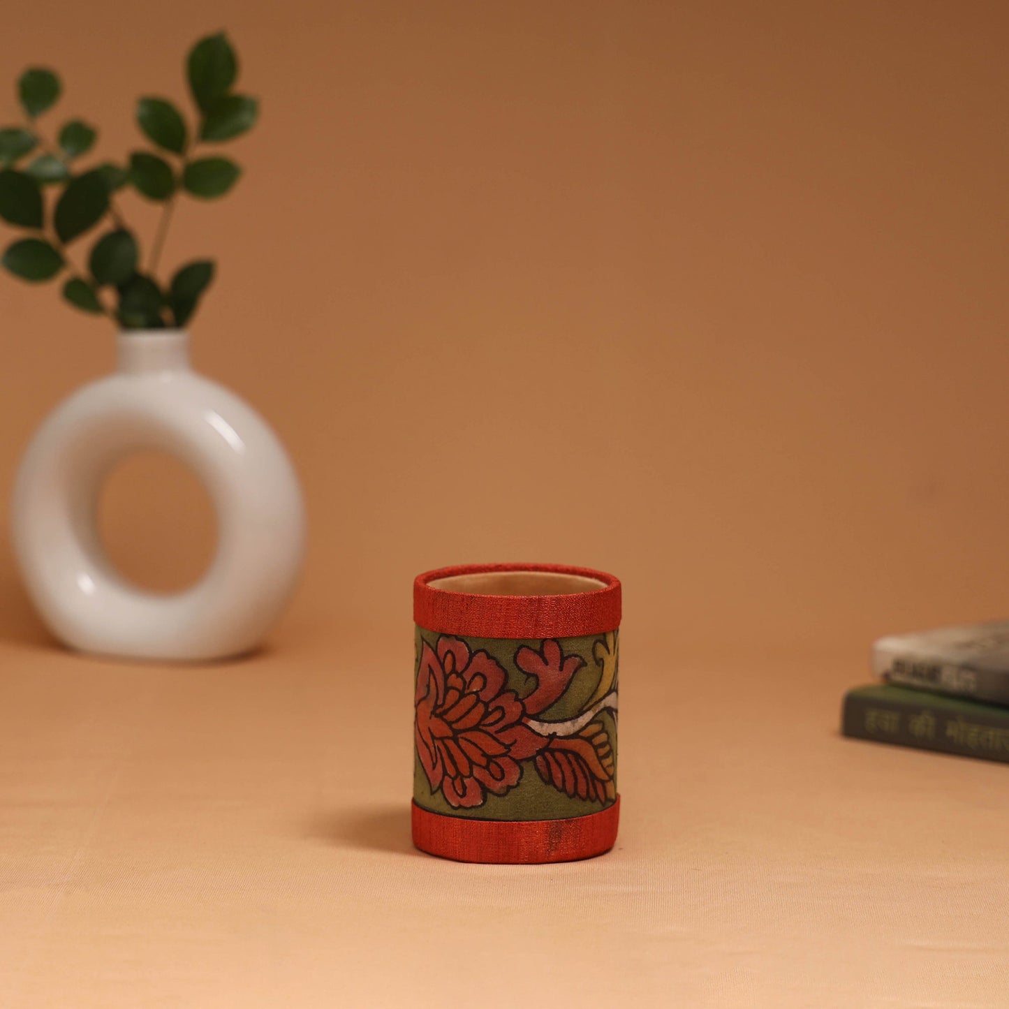 Natural dyed handpainted kalamkari pen stand 14