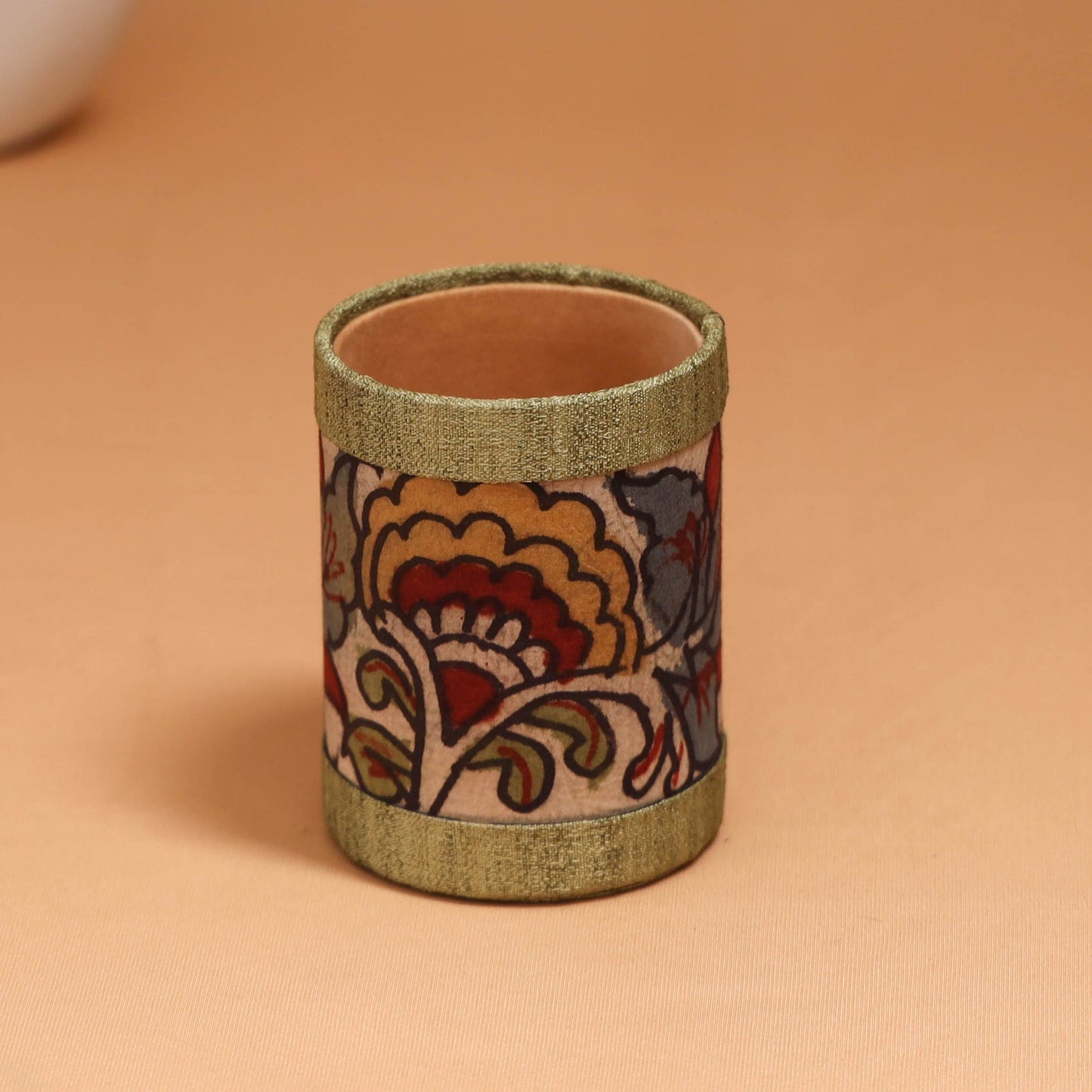 Natural dyed handpainted kalamkari pen stand 30