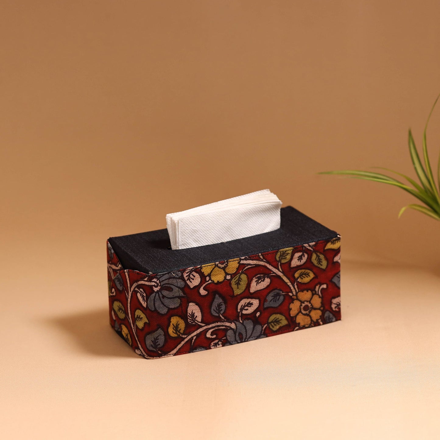 Natural dyed handpainted kalamkari tissue box 30