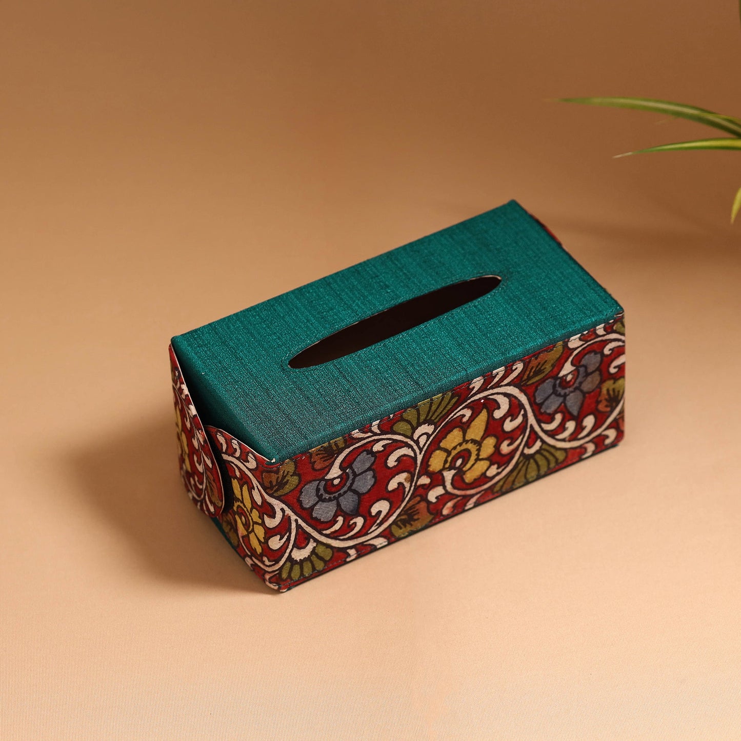 Natural dyed handpainted kalamkari tissue box 33
