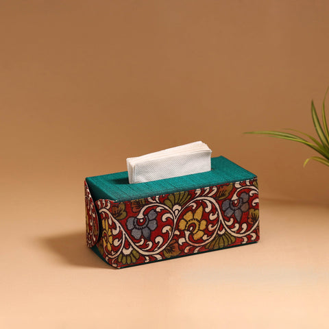 Natural dyed handpainted kalamkari tissue box 33