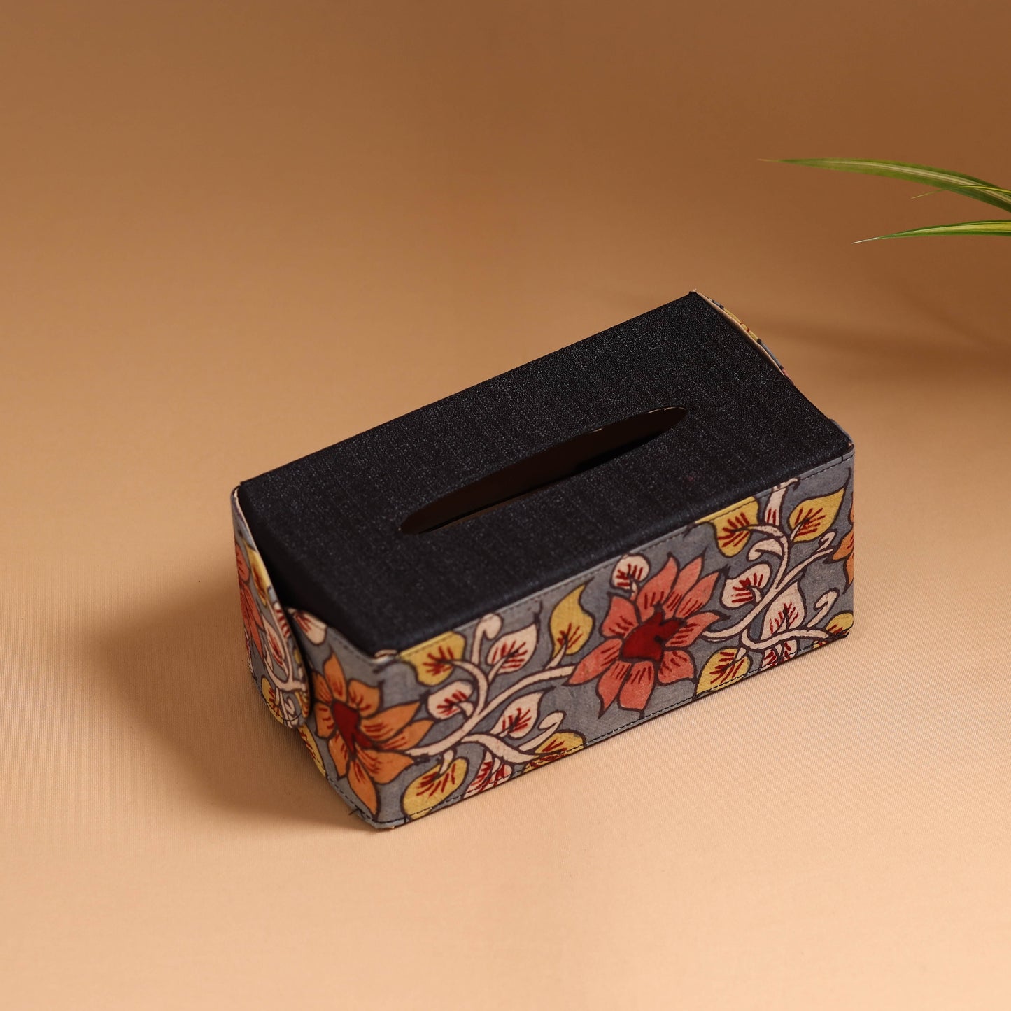 Natural dyed handpainted kalamkari tissue box 34