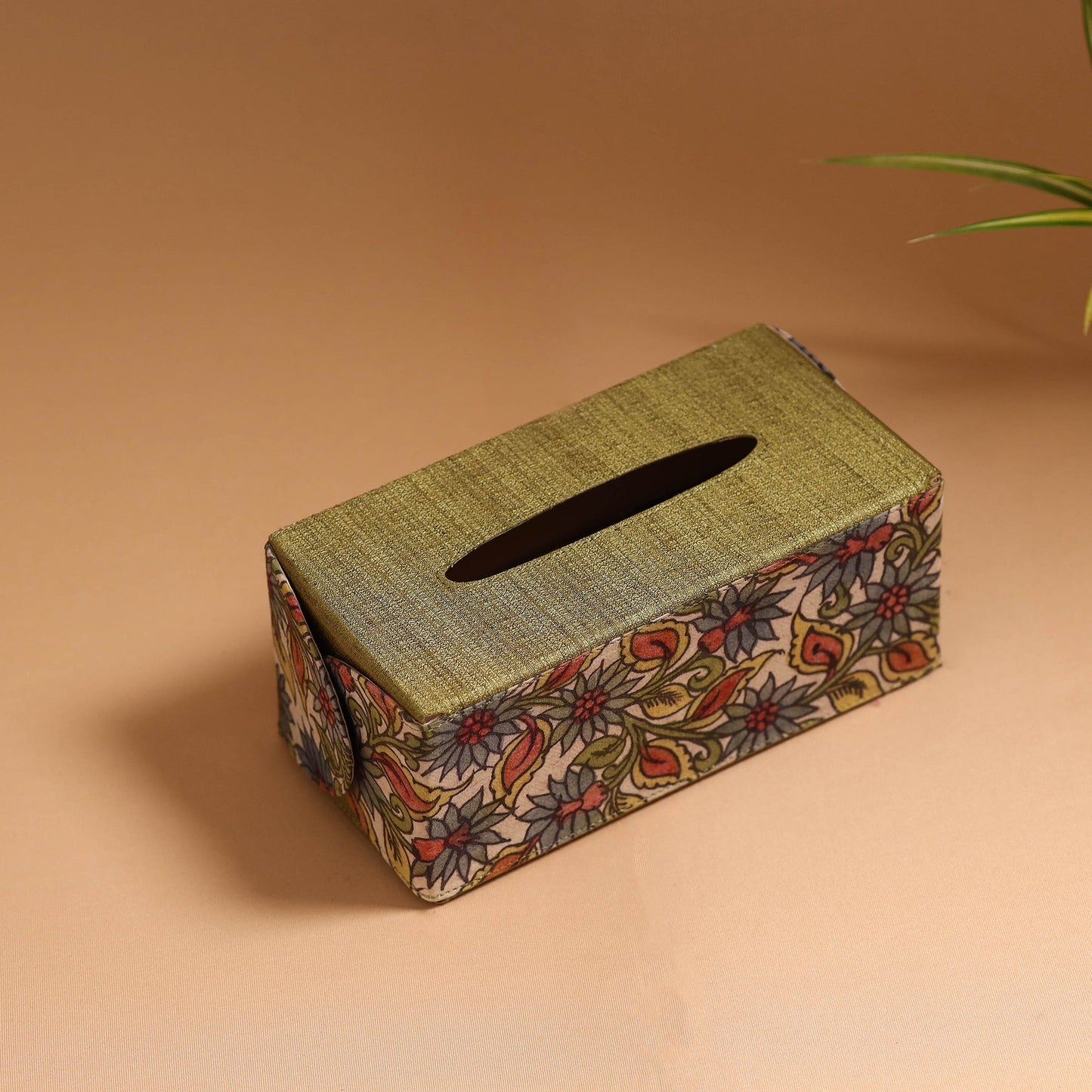 Natural dyed handpainted kalamkari tissue box 35