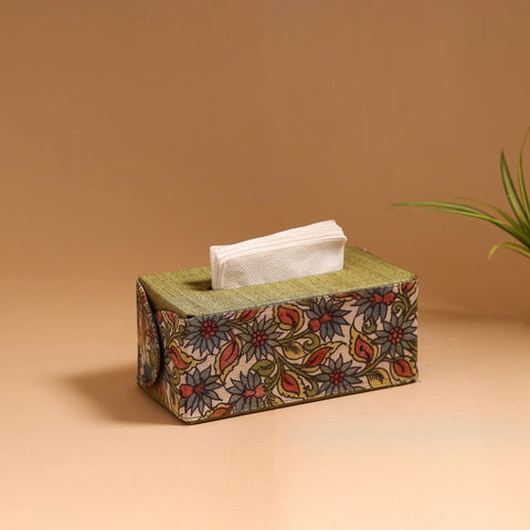 Natural dyed handpainted kalamkari tissue box 35
