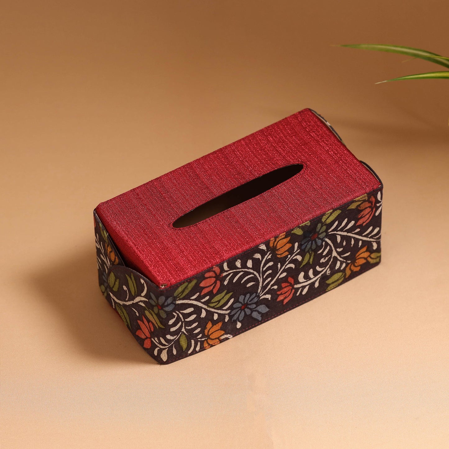 Natural dyed handpainted kalamkari tissue box 36