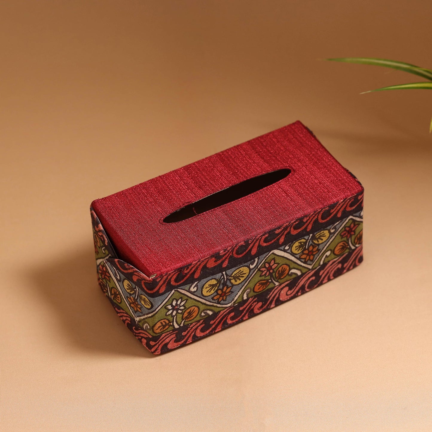 Natural dyed handpainted kalamkari tissue box 37