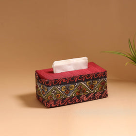 Natural dyed handpainted kalamkari tissue box 37