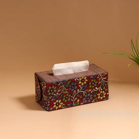 Natural dyed handpainted kalamkari tissue box 38