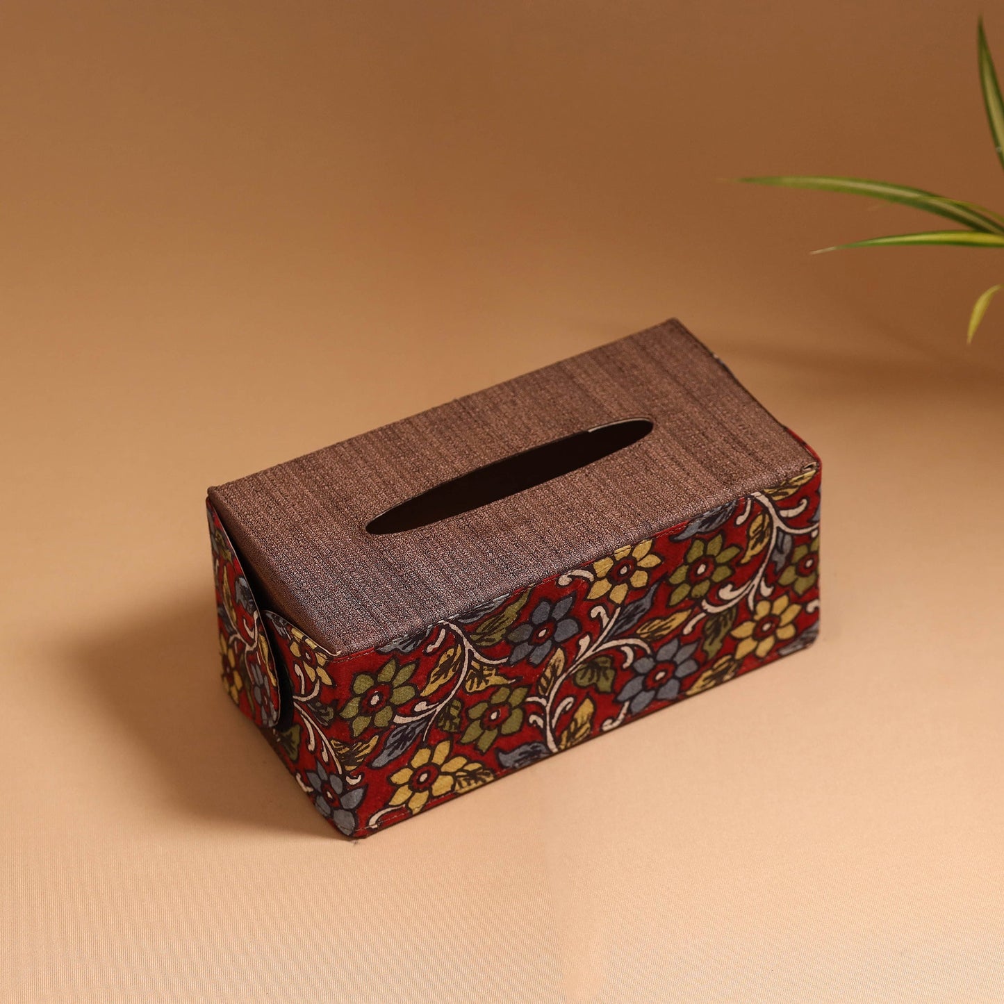 Natural dyed handpainted kalamkari tissue box 38