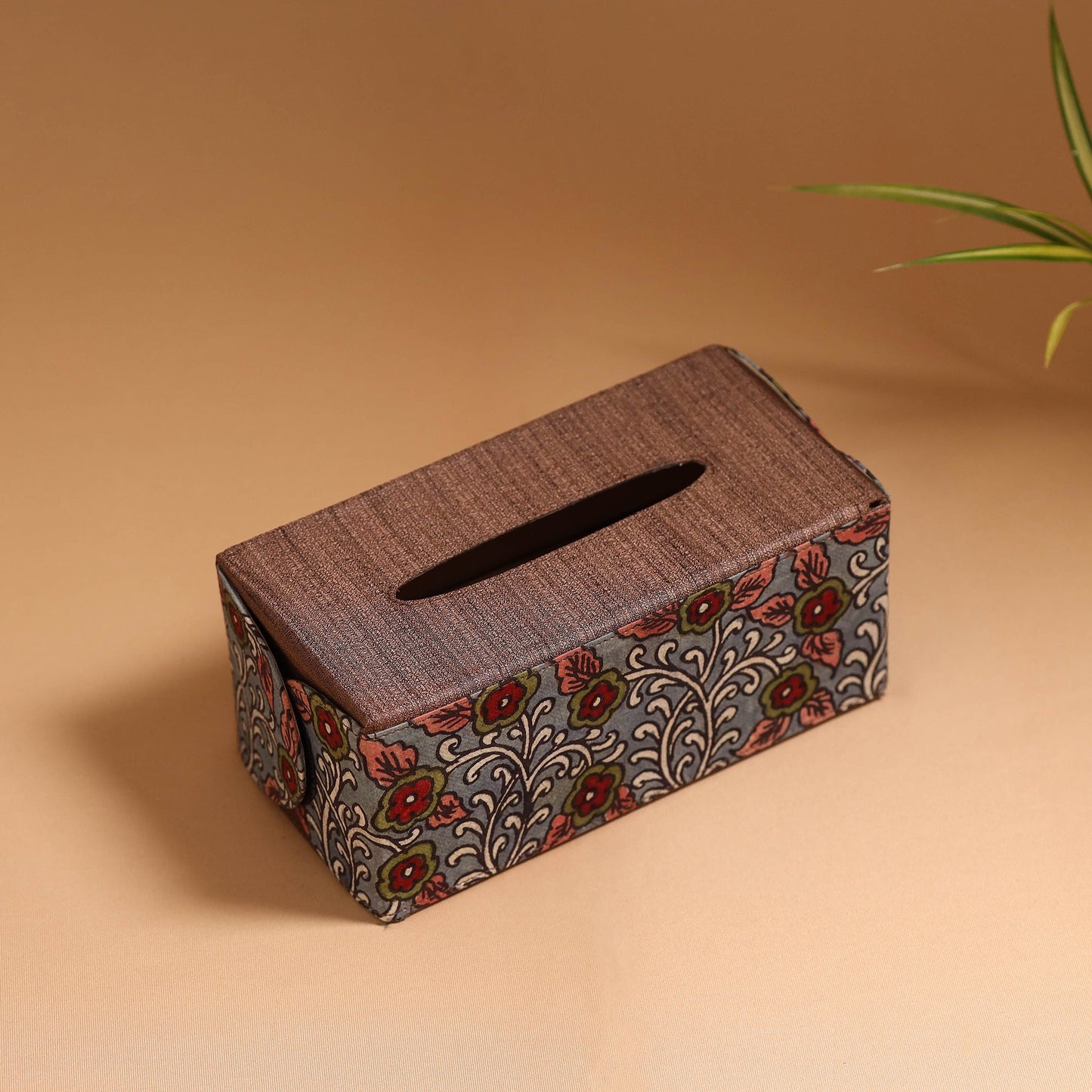 Natural dyed handpainted kalamkari tissue box 39