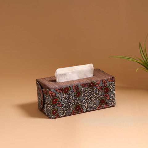 Natural dyed handpainted kalamkari tissue box 39