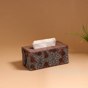 Natural dyed handpainted kalamkari tissue box 39