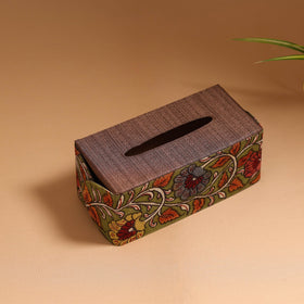 Natural dyed handpainted kalamkari tissue box 40