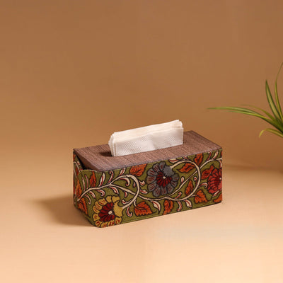 Natural dyed handpainted kalamkari tissue box 40