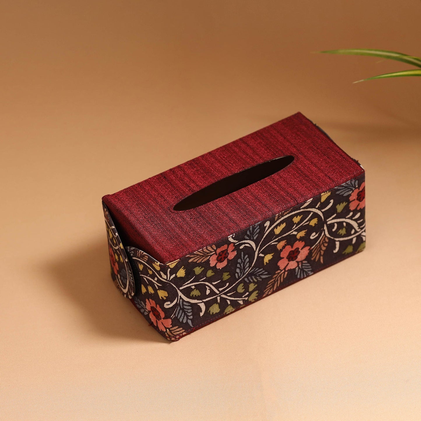 Natural dyed handpainted kalamkari tissue box 41