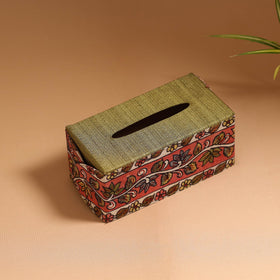 Natural dyed handpainted kalamkari tissue box 42