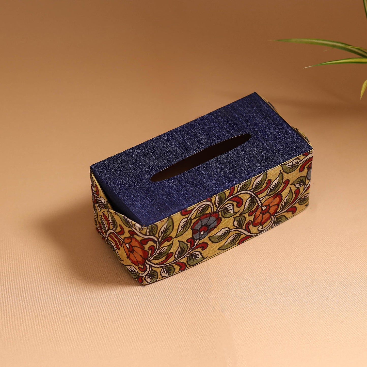 Natural dyed handpainted kalamkari tissue box 45