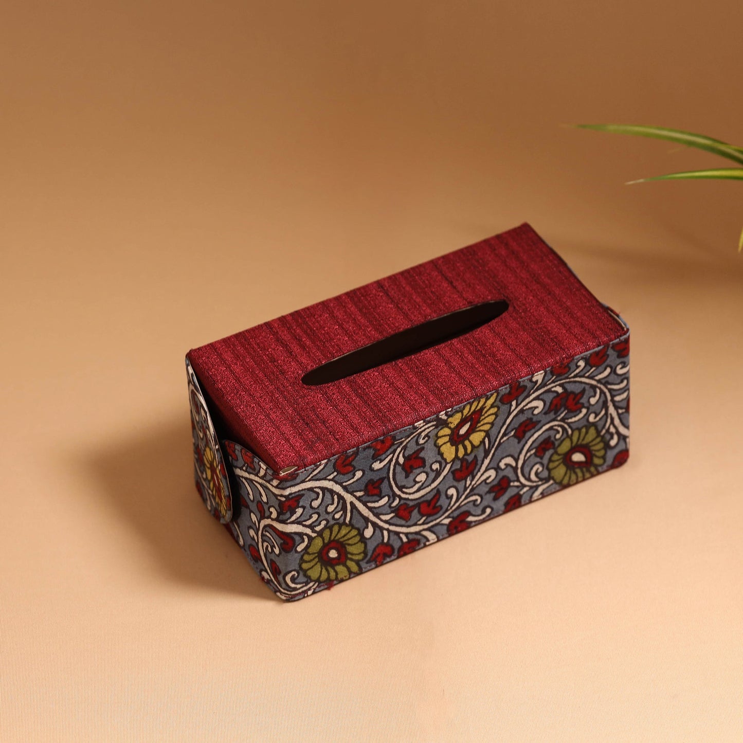 Natural dyed handpainted kalamkari tissue box 46