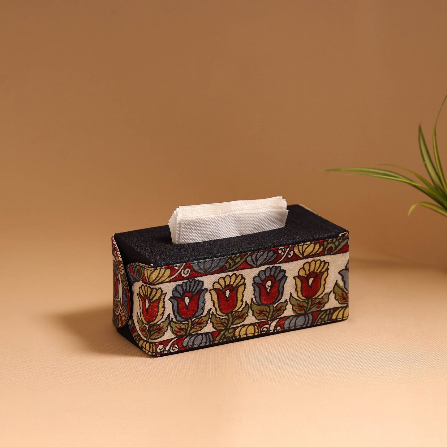 Natural dyed handpainted kalamkari tissue box 47