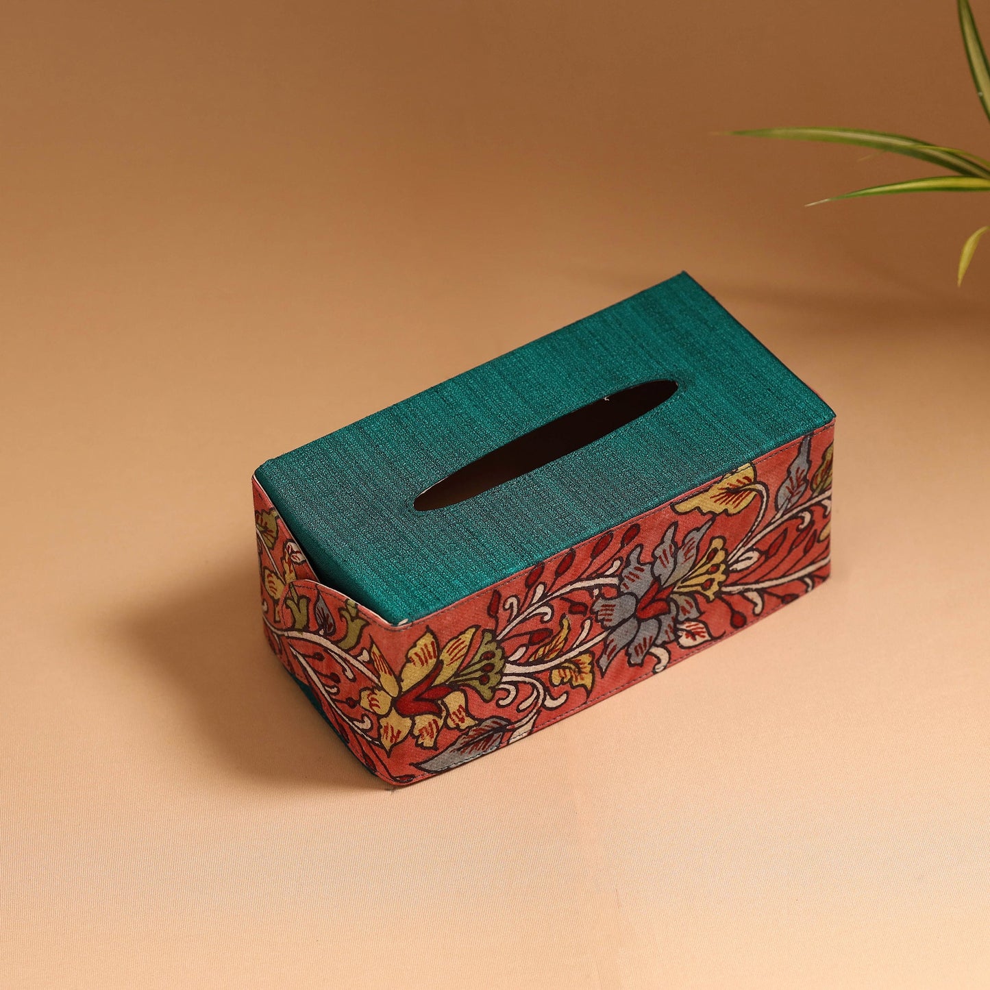 Natural dyed handpainted kalamkari tissue box 48