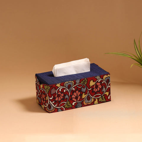 Natural dyed handpainted kalamkari tissue box 49