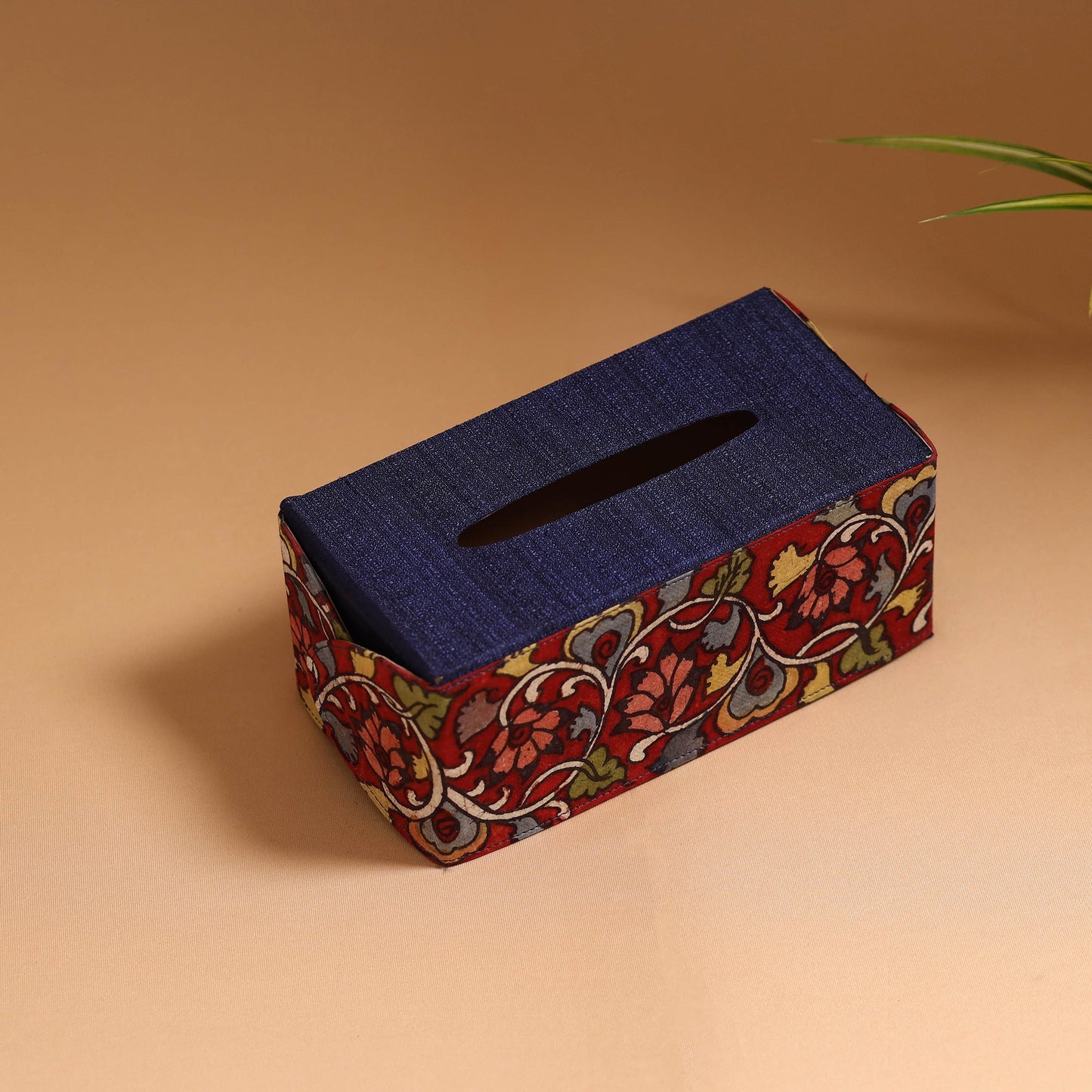 Natural dyed handpainted kalamkari tissue box 49