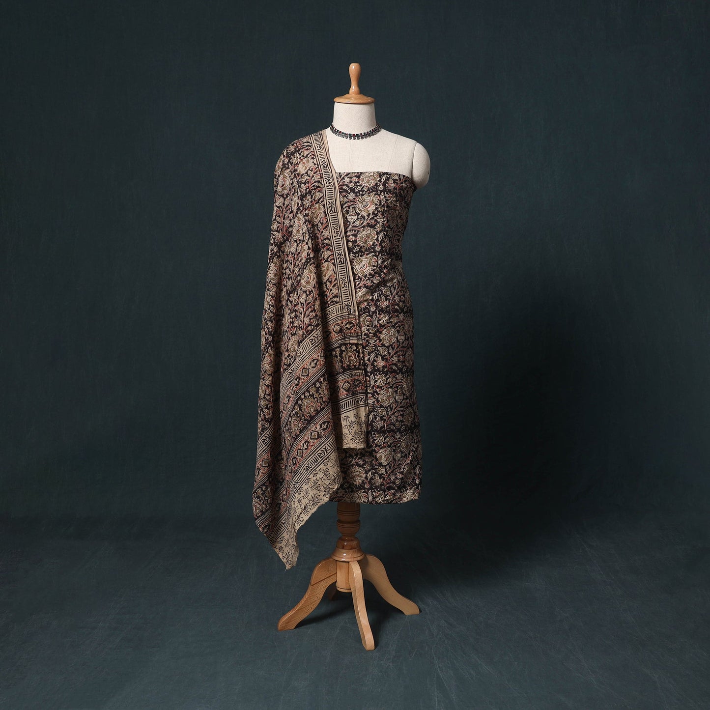 Natural dyed kalamkari hand block print cotton 2pc