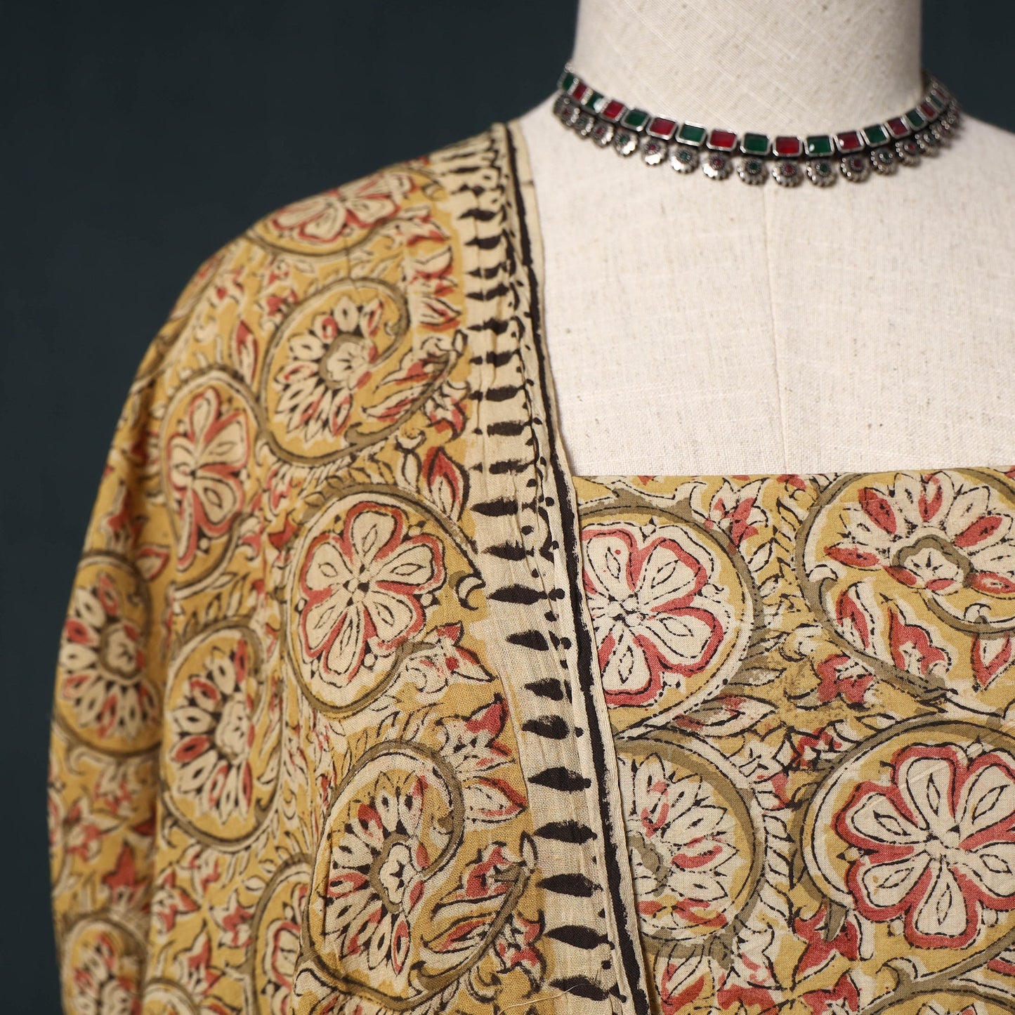 Natural dyed kalamkari hand block print cotton 2pc