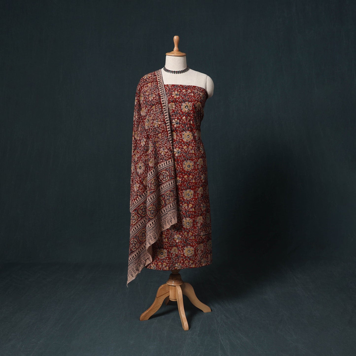 Natural dyed kalamkari hand block print cotton 2pc