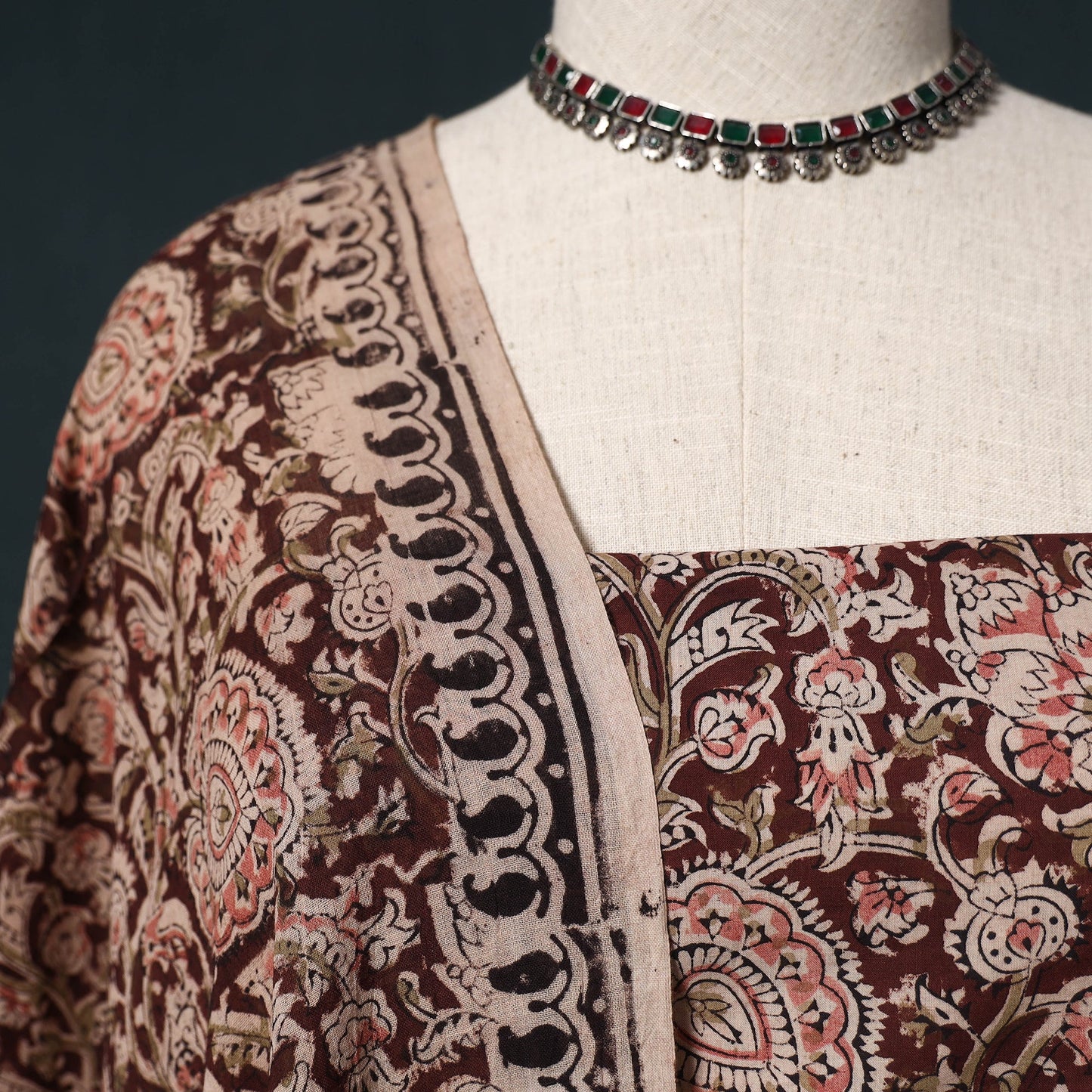 Natural dyed kalamkari hand block print cotton 2pc