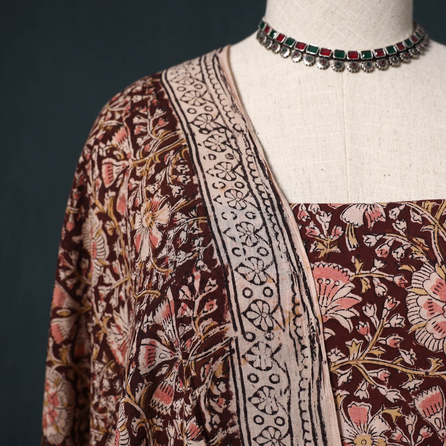 Natural dyed kalamkari hand block print cotton 2pc