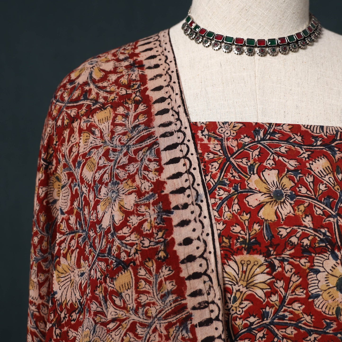 Natural dyed kalamkari hand block print cotton 2pc