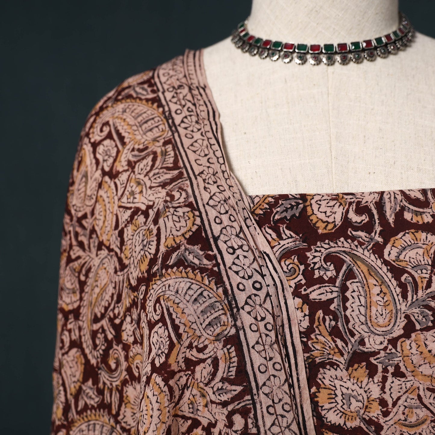 Natural dyed kalamkari hand block print cotton 2pc