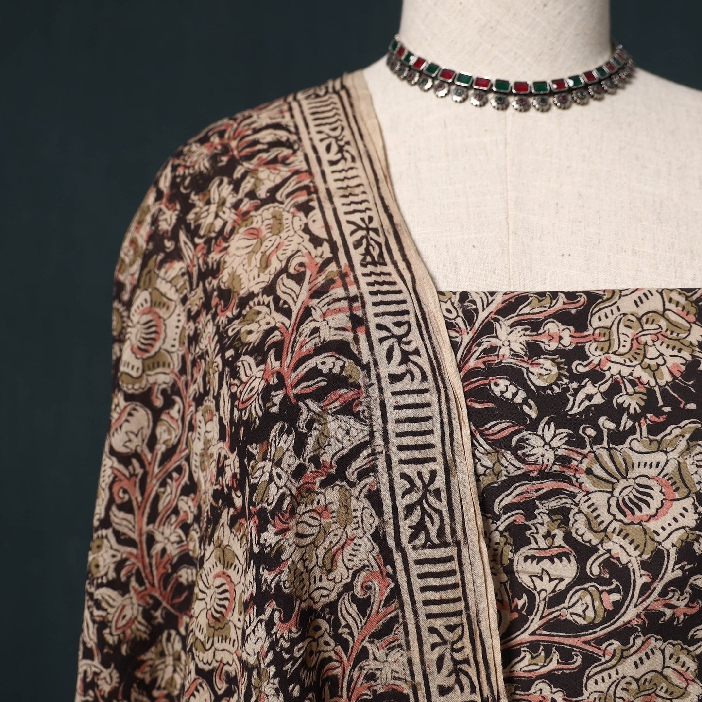 Natural dyed kalamkari hand block print cotton 2pc