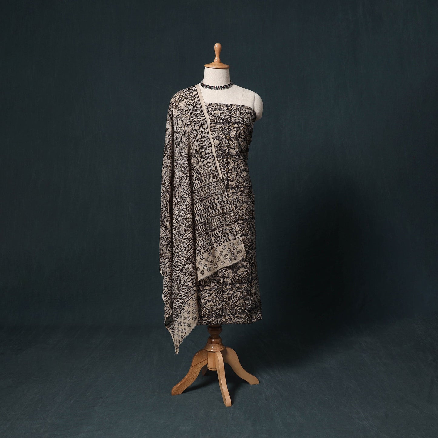 Natural dyed kalamkari hand block print cotton 2pc