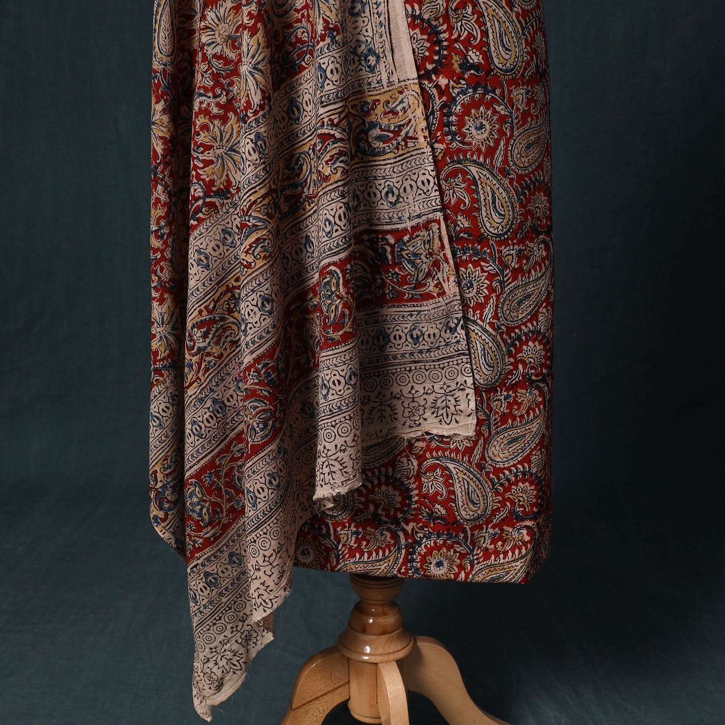 Natural dyed kalamkari hand block print cotton 2pc