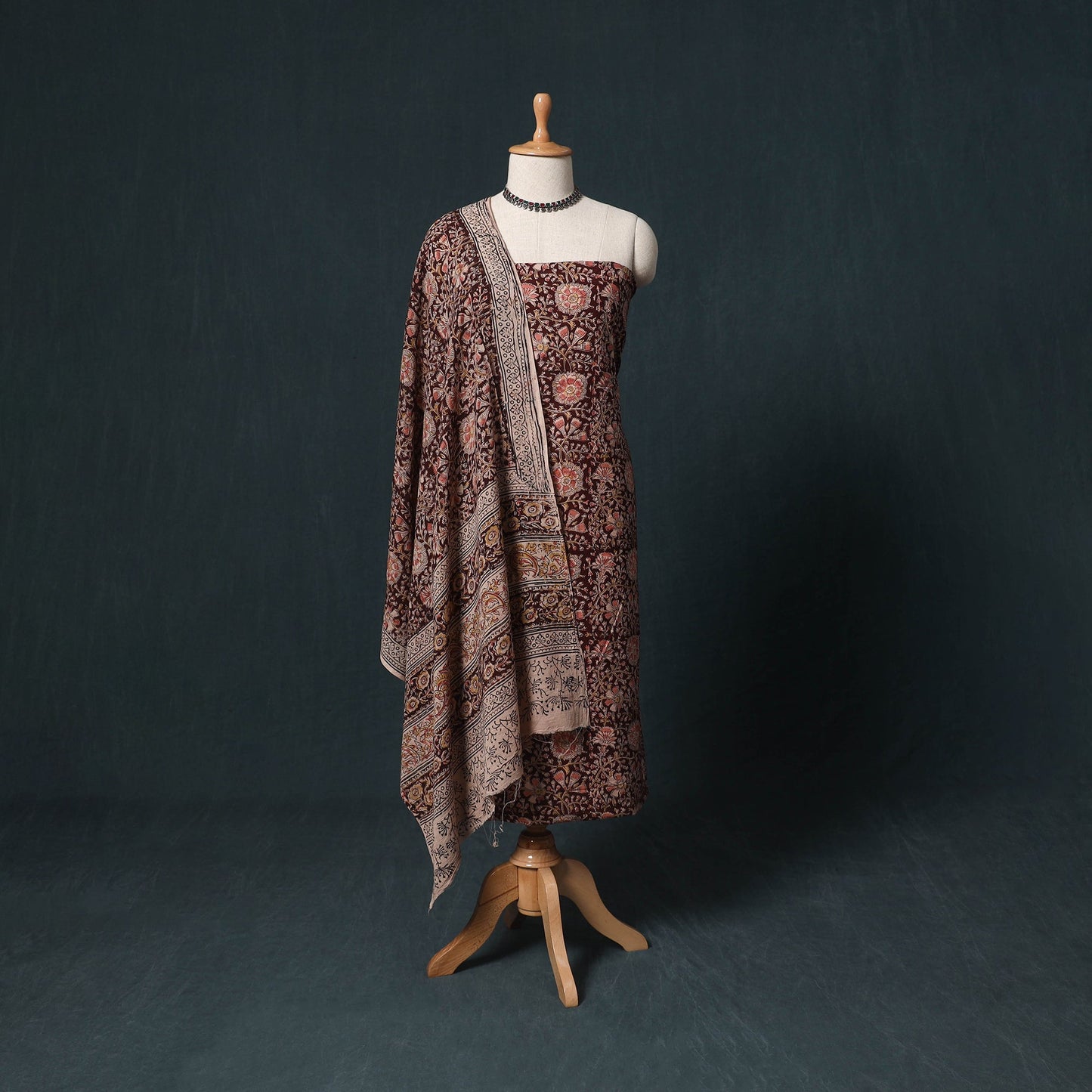 Natural dyed kalamkari hand block print cotton 2pc