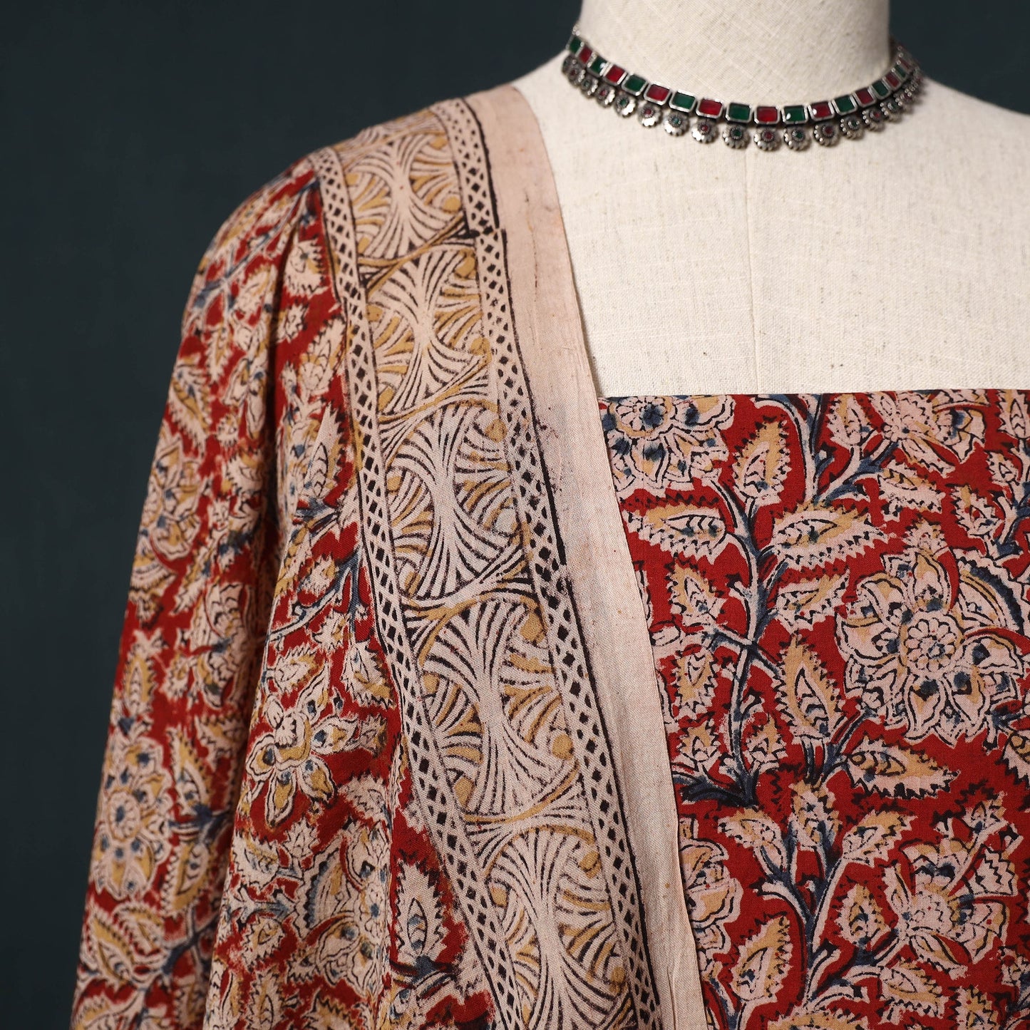 Natural dyed kalamkari hand block print cotton 2pc