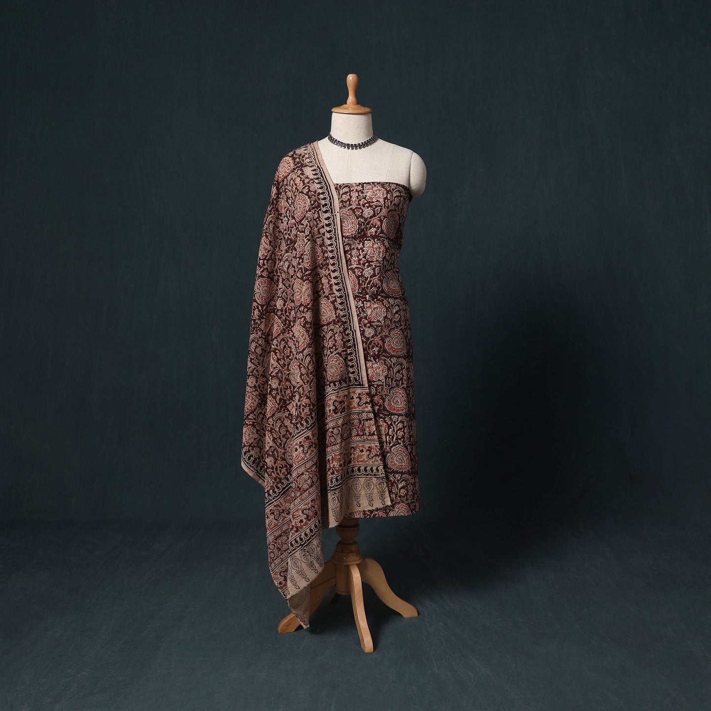 Natural dyed kalamkari hand block print cotton 2pc
