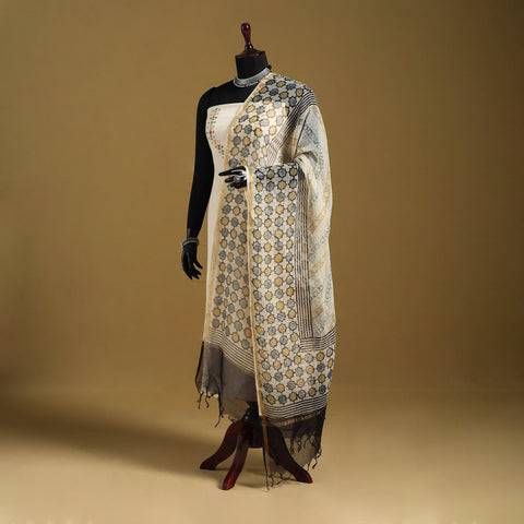 Natural dyed kota doria cotton dupatta 12 - handcrafted