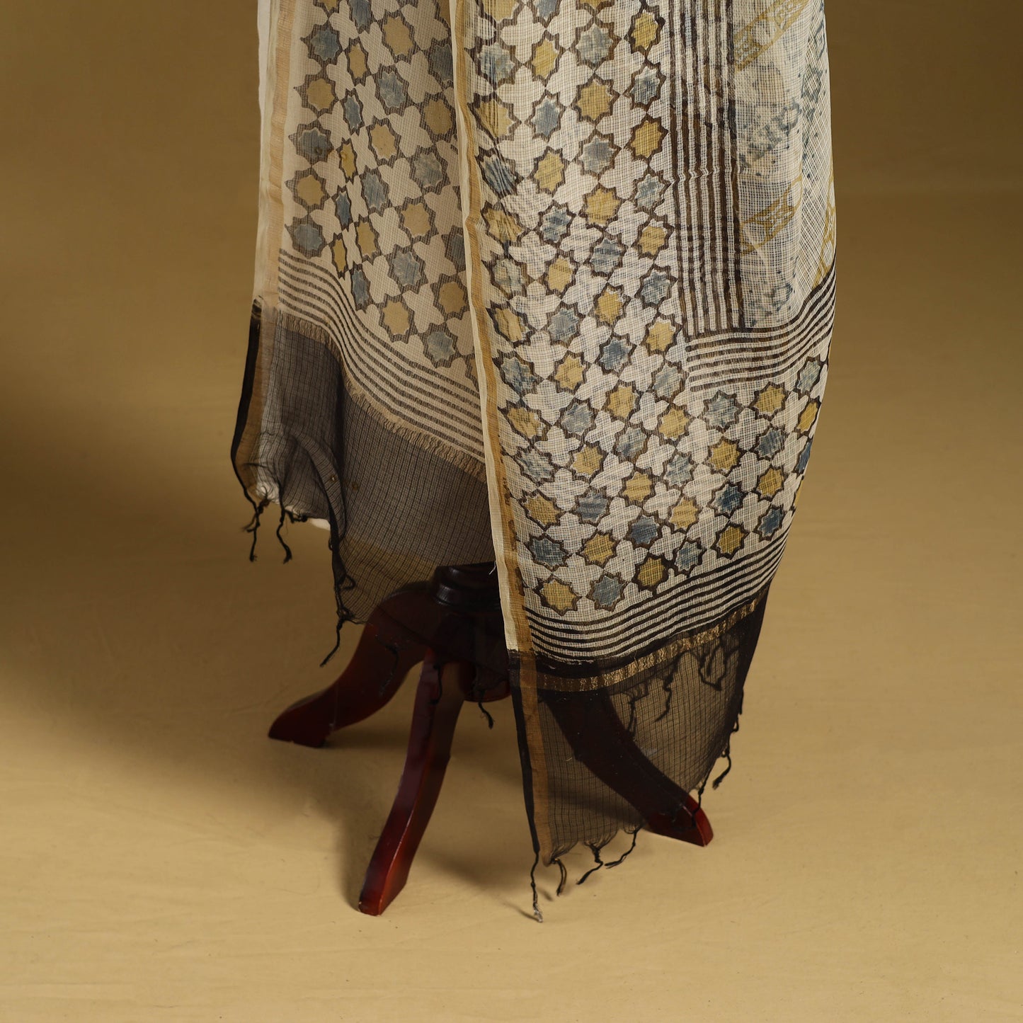 Natural dyed kota doria cotton dupatta 12 - handcrafted