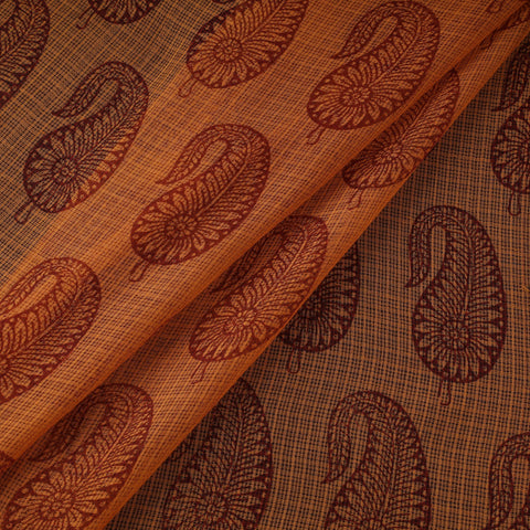 Natural dyed kota doria cotton hand bagh fabric 06