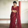 Pink Natural Dyed Kota Doria Cotton Hand Block Bagh Print Saree, draped and worn by a woman, AI visual of the saree, iTokri
