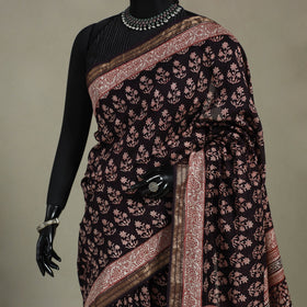 Natural Dyed Maheshwari Silk Bagh Print Saree