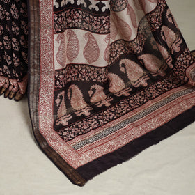 Natural Dyed Maheshwari Silk Bagh Print Saree