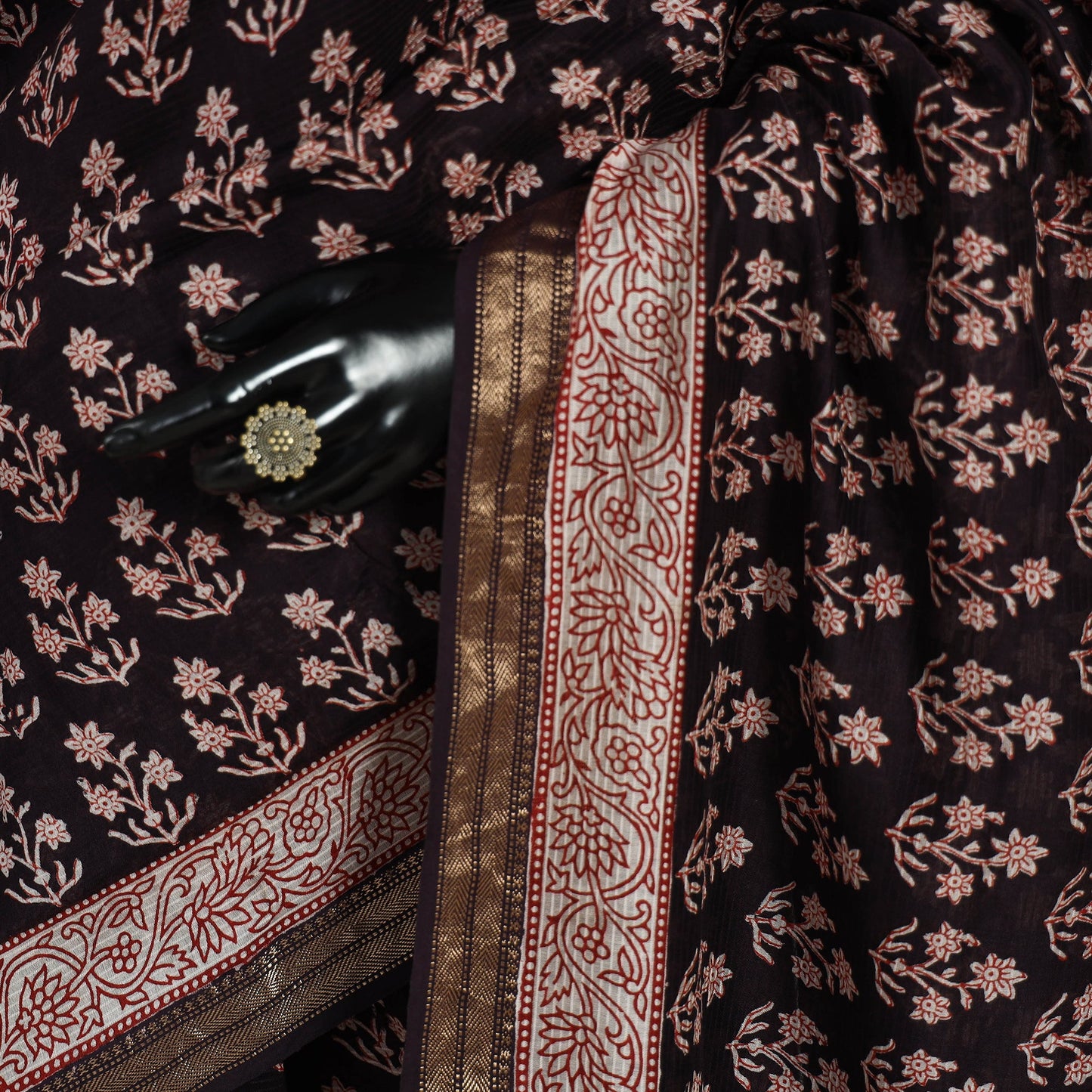 Natural Dyed Maheshwari Silk Bagh Print Saree