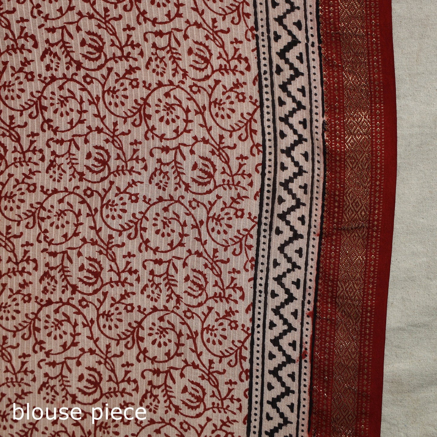 Natural Dyed Maheshwari Silk Bagh Print Saree