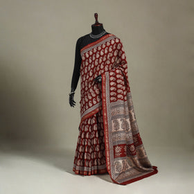 Natural Dyed Maheshwari Silk Bagh Print Saree