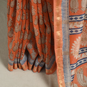 Natural Dyed Maheshwari Silk Bagh Print Saree