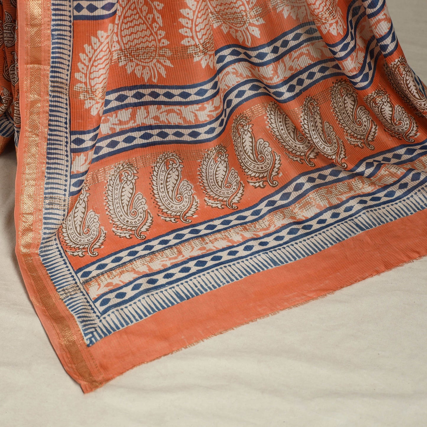Natural Dyed Maheshwari Silk Bagh Print Saree